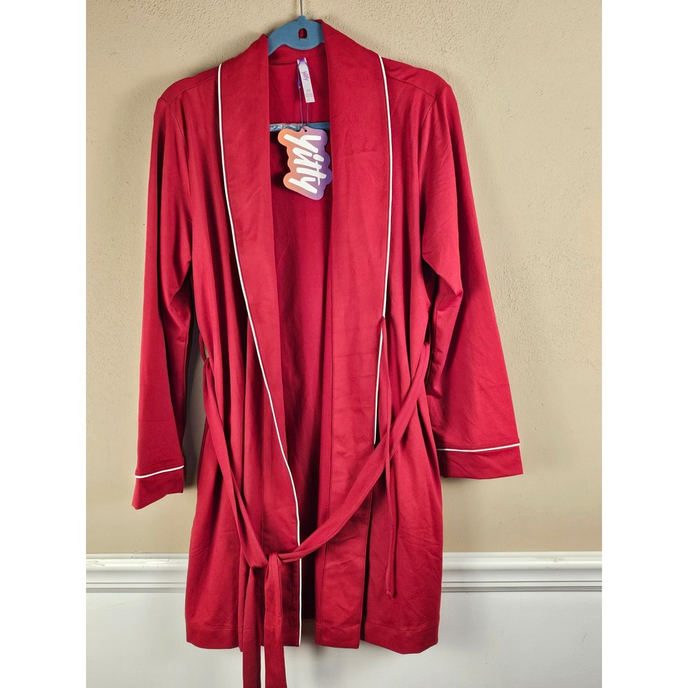 NWT Yitty Womens Red‎ Cloud Jersey Sleep Robe Medium